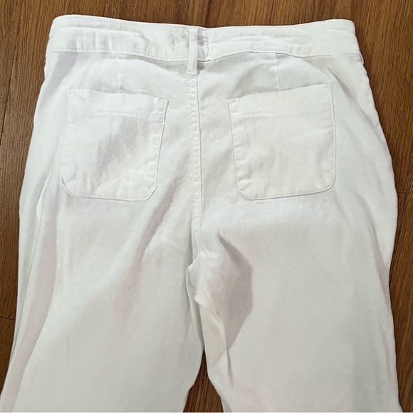 NYDJ Stretch Linen White 5-pocket Straight Leg Pants Style #MAKB2219 Size 4 - Picture 4 of 11